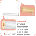 ARGON lampa wisząca z ryflowanego szkła tuba 120 cm mosiądz, LED 3000K HAMPTON 8624 glamour 