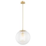 ARGON ryflowane szkło w szkle kula modern classic lampa wisząca mosiądz szczotkowany HAMPTON 8626