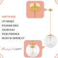 ARGON ryflowane szkło w szkle kula modern classic lampa wisząca mosiądz szczotkowany HAMPTON 8626
