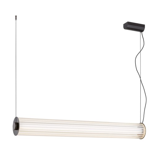ARGON lampa wisząca z ryflowane szkło tuba 80 cm tytan szczotkowany, LED 3000K HAMPTON 8628