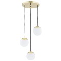 ARGON lampa wisząca E14żarówka, 3 białe klosze kule, metal złoto LIVIA 1416
