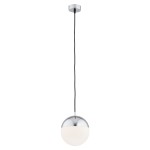 ARGON lampa wisząca do salonu chrom, mleczny biały klosz LIVIA 4030