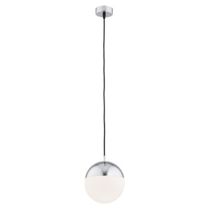 ARGON lampa wisząca do salonu chrom, mleczny biały klosz LIVIA 4030