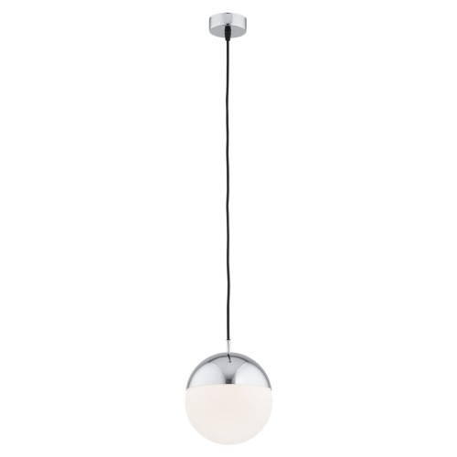 ARGON lampa wisząca do salonu chrom, mleczny biały klosz LIVIA 4030