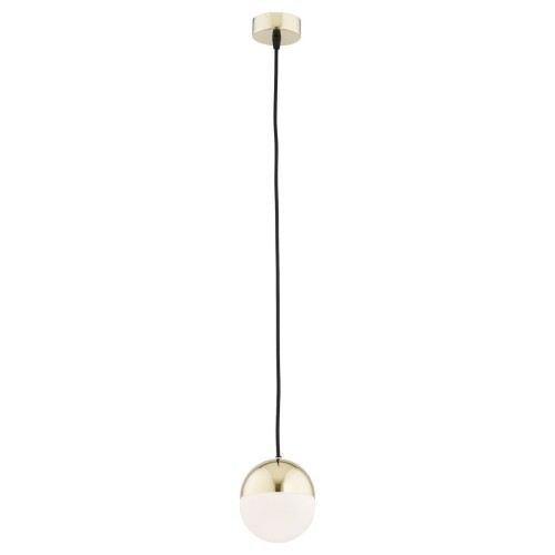 ARGON złota wisząca lampa do salonu mleczny biały klosz mała LIVIA 4031