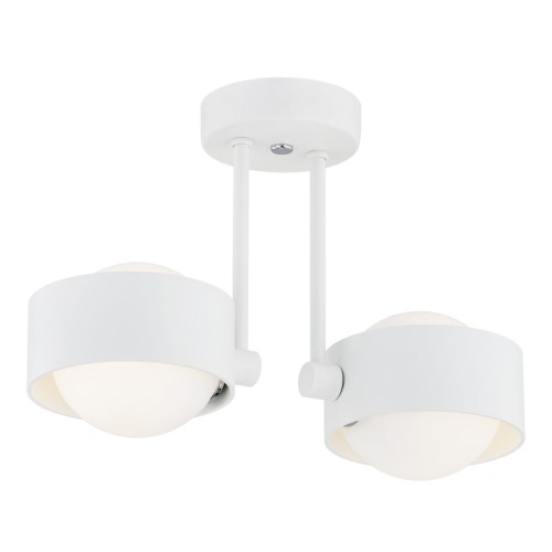 ARGON lampa wisząca, lampa sufitowa podwójna na żarówki z kloszami okrągłymi ze szkła biała MASSIMO PLUS 7088
