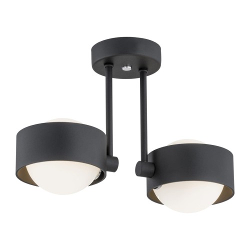 ARGON lampa wisząca, lampa sufitowa podwójna na żarówki z kloszami okrągłymi ze szkła czarna MASSIMO PLUS 7089