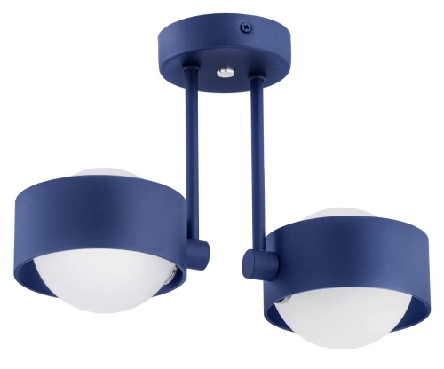 ARGON lampa wisząca, lampa sufitowa podwójna na żarówki z kloszami okrągłymi ze szkła granat z bielą MASSIMO PLUS 7090