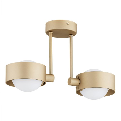 ARGON lampa wisząca, lampa sufitowa podwójna na żarówki z kloszami okrągłymi, złota MASSIMO PLUS 7215