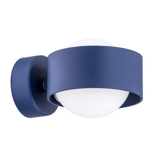 ARGON lampa na ścianę pojedynczy kinkiet okrągły na żarówkę granatowa stal i biały klosz MASSIMO PLUS 8061