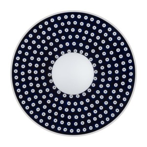 Kinkiet ceramika Bolesławiec lampa  plaski talerz granatowy kulka na ścianę BOLL 8935 Argon i Manufaktura w Bolesławcu