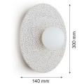 Lampa płaski kinkiet ceramika Bolesławiec  plus kulka biała na ścianę BOLL 8936 Argon i Manufaktura w Bolesławcu
