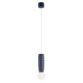 Lampa wisząca ceramika Bolesławiec  ręcznie zdobiona  granatowa, biała kulka BOLL 8937 Argon i Manufaktura w Bolesławcu