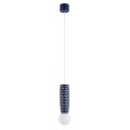 Lampa wisząca ceramika Bolesławiec  ręcznie zdobiona  granatowa, biała kulka BOLL 8937 Argon i Manufaktura w Bolesławcu