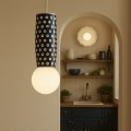 Lampa wisząca ceramika Bolesławiec  ręcznie zdobiona  granatowa, biała kulka BOLL 8937 Argon i Manufaktura w Bolesławcu