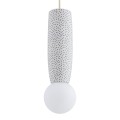 Lampa wisząca ceramika Bolesławiec ręcznie zdobiona, biała kulka  BOLL 8938 Argon i Manufaktura w Bolesławcu