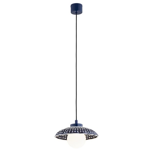 Lampa wisząca ceramika Bolesławiec  ręcznie zdobiona granatowa muszla kulka BOLL 8948 Argon i Manufaktura w Bolesławiec