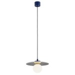 Lampa wisząca ceramika Bolesławiec płaska niebieska ręcznie zdobiona BOLL 8950 Argon x Manufaktura w Bolesławcu