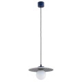 Lampa wisząca ceramika Bolesławiec płaska niebieska ręcznie zdobiona BOLL 8950 Argon x Manufaktura w Bolesławcu