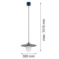Lampa wisząca ceramika Bolesławiec płaska niebieska ręcznie zdobiona BOLL 8950 Argon x Manufaktura w Bolesławcu