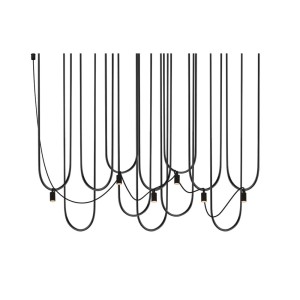 ANTIGO lampa wisząca UDIN 6  czarny z czarnymi kloszami SKU 9785 kompozycja do salonu