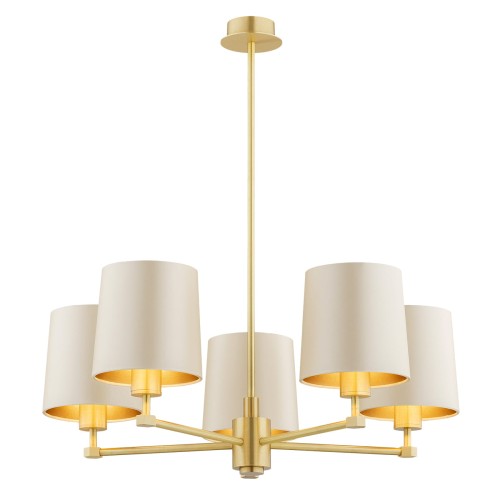 ARGON lampa wisząca do salonu mosiężny żyrandol satynowy abażur PRINCETON 2187