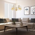 ARGON lampa wisząca do salonu mosiężny żyrandol satynowy abażur PRINCETON 2187