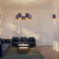 ARGON lampa wisząca do salonu mosiężny żyrandol śliwkowy abażur PRINCETON 2188