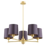 ARGON lampa wisząca do salonu mosiężny żyrandol śliwkowy abażur PRINCETON 2188