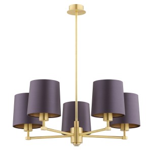 ARGON lampa wisząca do salonu mosiężny żyrandol śliwkowy abażur PRINCETON 2188