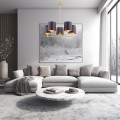 ARGON lampa wisząca do salonu mosiężny żyrandol śliwkowy abażur PRINCETON 2188