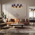 ARGON lampa wisząca do salonu mosiężny żyrandol śliwkowy abażur PRINCETON 2188