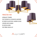 ARGON lampa wisząca do salonu mosiężny żyrandol śliwkowy abażur PRINCETON 2188