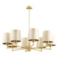 ARGON lampa do salonu mosiężny żyrandol beżowy abażur satyna duży PRINCETON 5071
