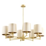 ARGON lampa do salonu mosiężny żyrandol beżowy abażur satyna duży PRINCETON 5071
