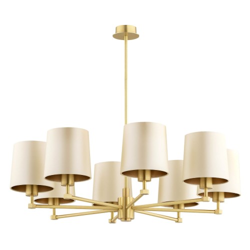 ARGON lampa do salonu mosiężny żyrandol beżowy abażur satyna duży PRINCETON 5071