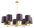 ARGON lampa do salonu mosiężny żyrandol śliwkowy abażur satyna duży PRINCETON 5072