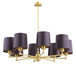 ARGON lampa do salonu mosiężny żyrandol śliwkowy abażur satyna duży PRINCETON 5072