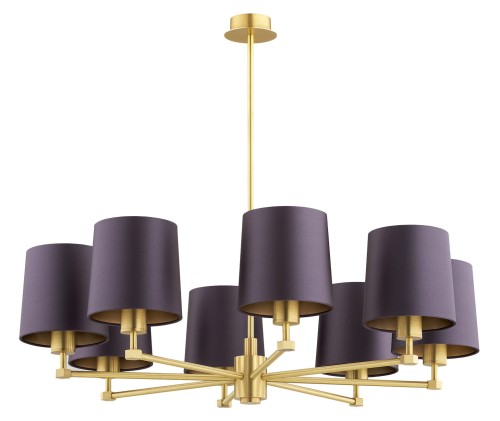 ARGON lampa do salonu mosiężny żyrandol śliwkowy abażur satyna duży PRINCETON 5072