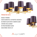 ARGON lampa do salonu mosiężny żyrandol śliwkowy abażur satyna duży PRINCETON 5072