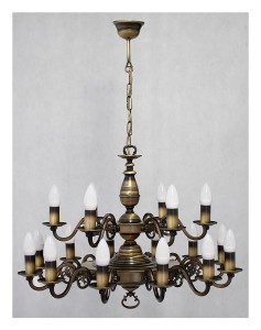 Lampa wisząca Ventuno żyrandol świecznikowy 2-piętrowy 18-punktowy, w patynie  O3326 P2 W18 PAT LEMIR