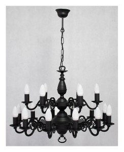 Lampa wisząca Ventuno żyrandol świecznikowy 2-piętrowy 18-punktowy, czarny matowy  O3326 P2 W18 CZA  LEMIR