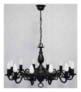 Lampa wisząca Ventuno żyrandol świecznikowy 1-piętrowy 12-punktowy - czarny matowy O3324 P1 W12 CZA LEMIR