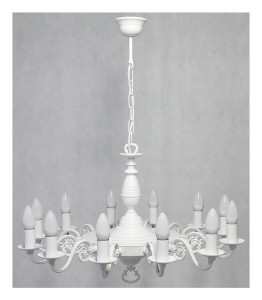 Lampa wisząca Ventuno żyrandol świecznikowy 1-piętrowy 12-punktowy - biały matowy O3324 P1 W12 BIA LEMIR
