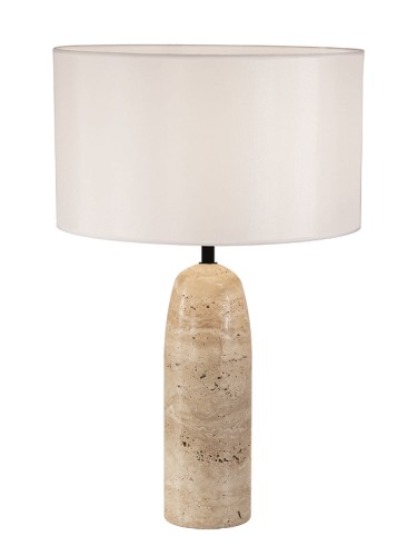 Lampa stołowa naturalny kamień , biały abażur 25428 Zambelis