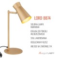 ARGON lampka biurkowa w złotym kolorze, E14, designerskie oświetlenie LORD 8874
