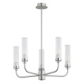 ARGON lampa wisząca nikiel żyrandol z długimi ramionami i ryflowanymi kloszami 5 płomienny PRESTON 2198
