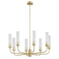ARGON lampa wisząca duży mosiężny żyrandol ryflowane szkło klosze 8 płomienny PRESTON 5082