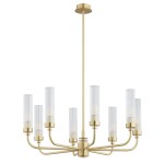 ARGON lampa wisząca duży mosiężny żyrandol ryflowane szkło klosze 8 płomienny PRESTON 5082
