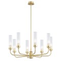 ARGON lampa wisząca duży mosiężny żyrandol ryflowane szkło klosze 8 płomienny PRESTON 5082